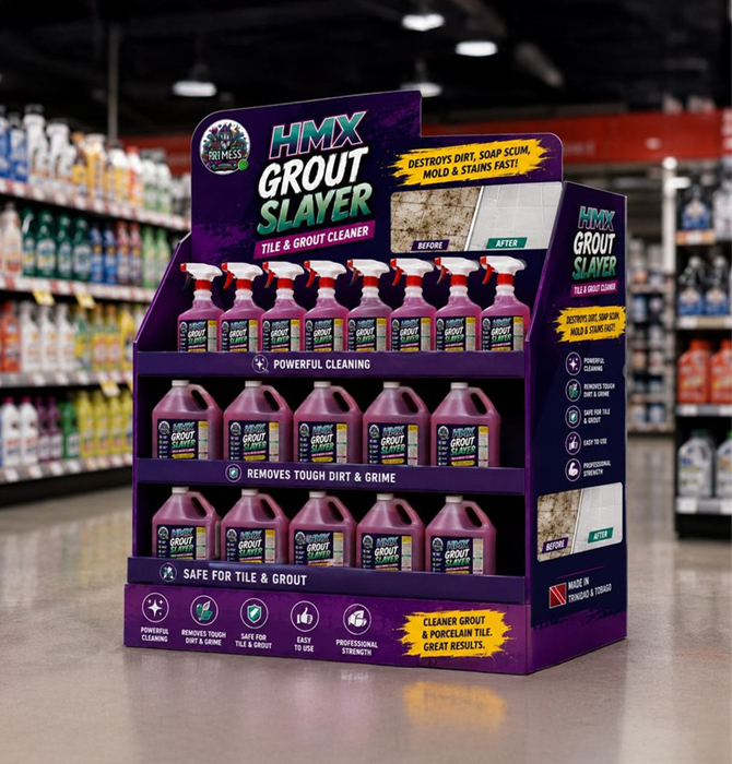 HMX Grout Slayer retail display in-store